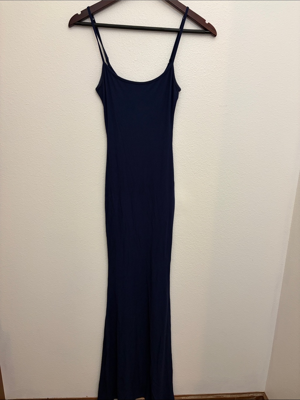 Classic Navy Spaghetti Strap Casual Maxi Dress